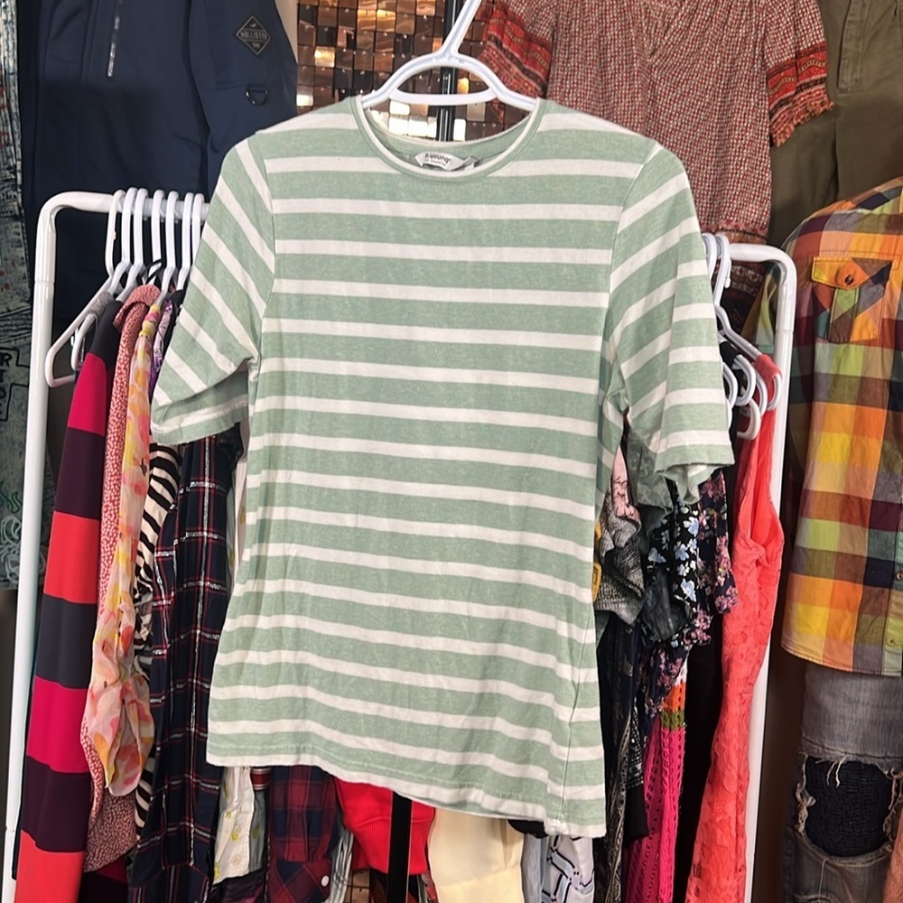 BYOUNG mint green and cream striped tshrit size medium
